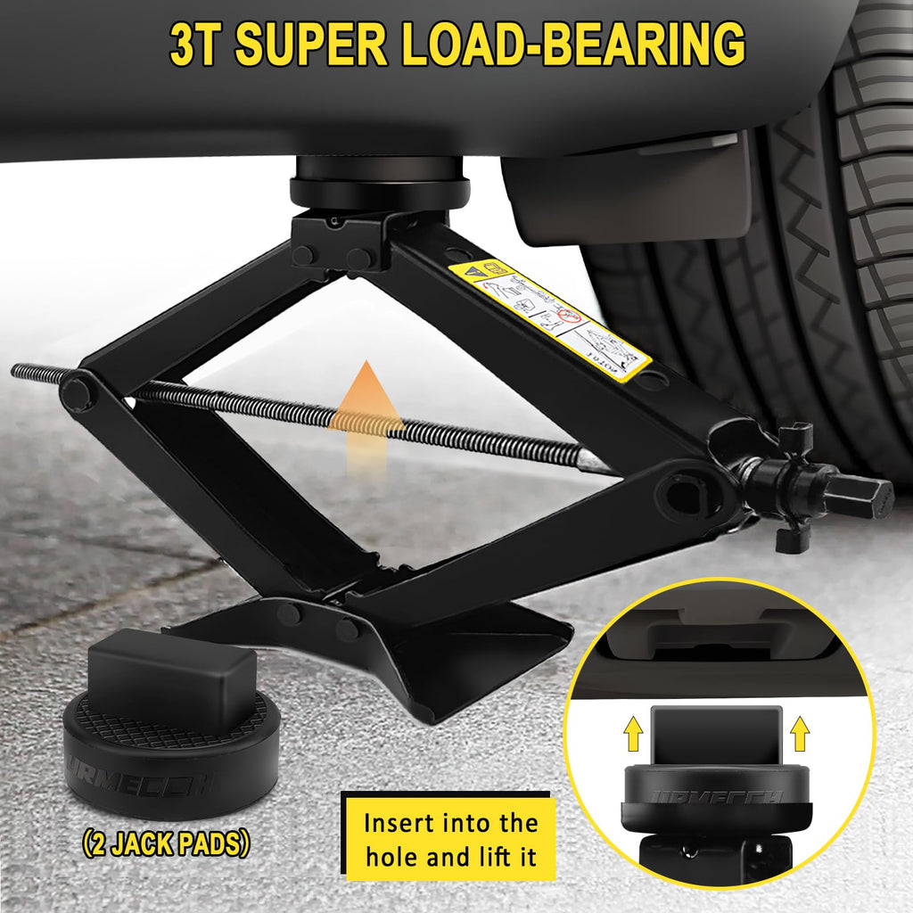 3-Ton Scissor Jack Kit with Rubber Jack Pad and L-Wrenches Y8361