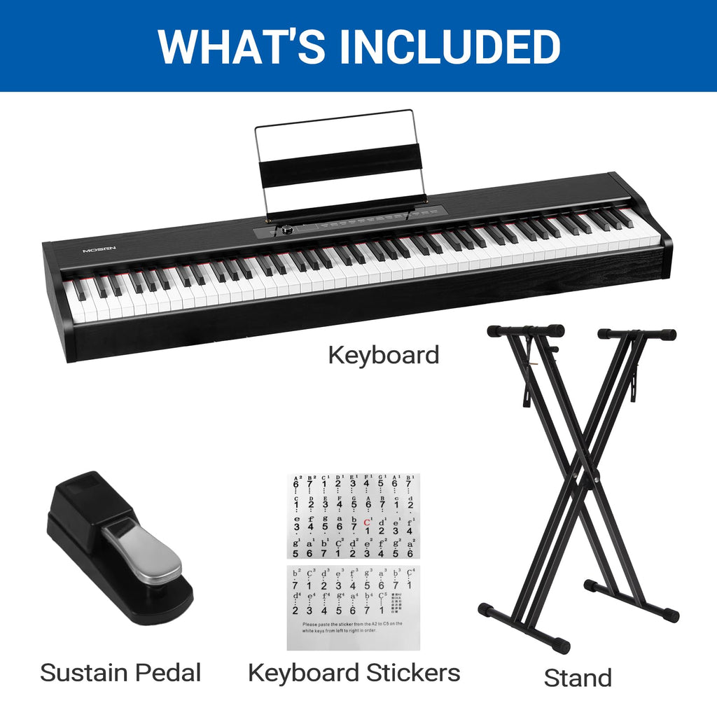 88-Key Weighted Digital Piano with X Stand and Sustain Pedal U40193