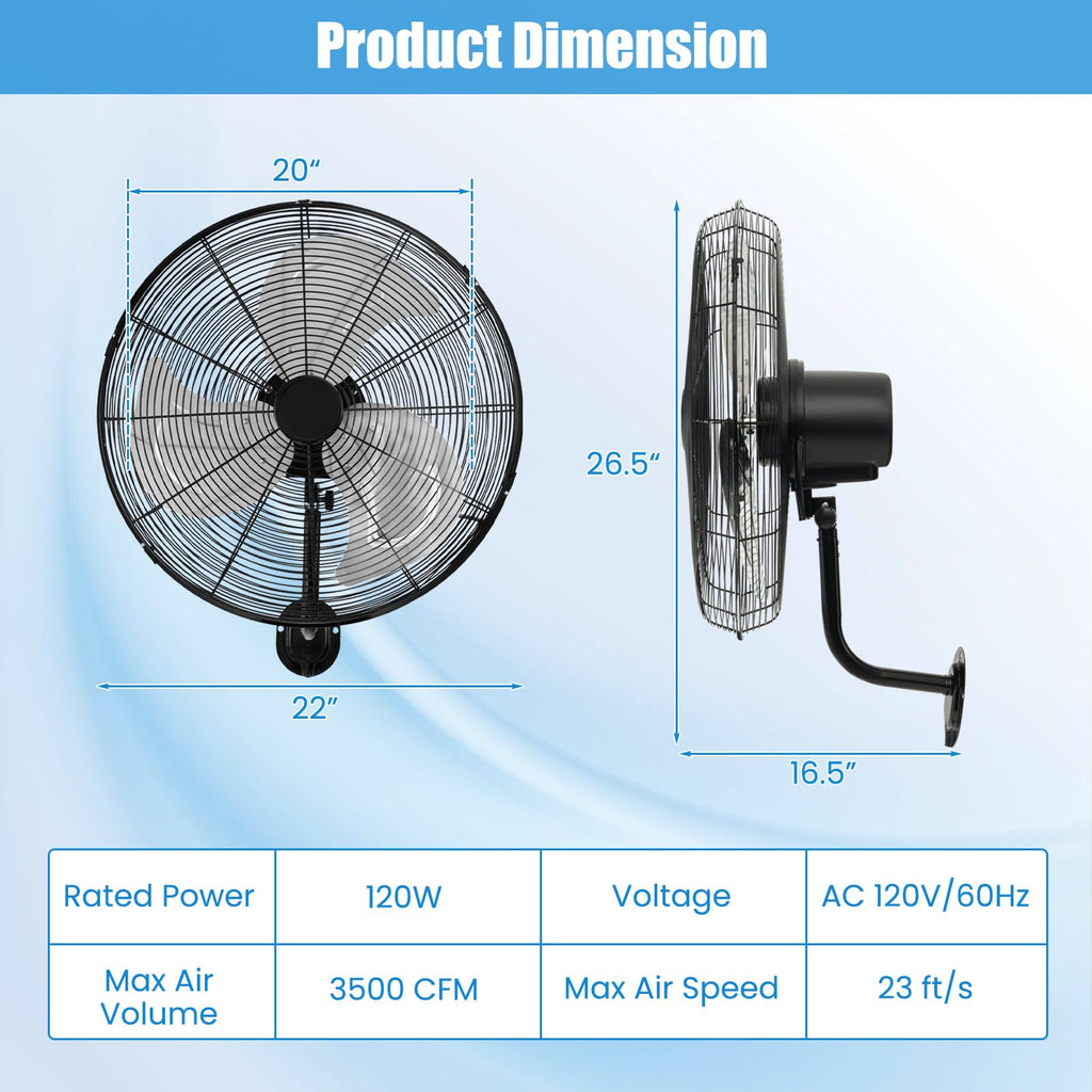20 Inch Oscillating Wall Fan X2943