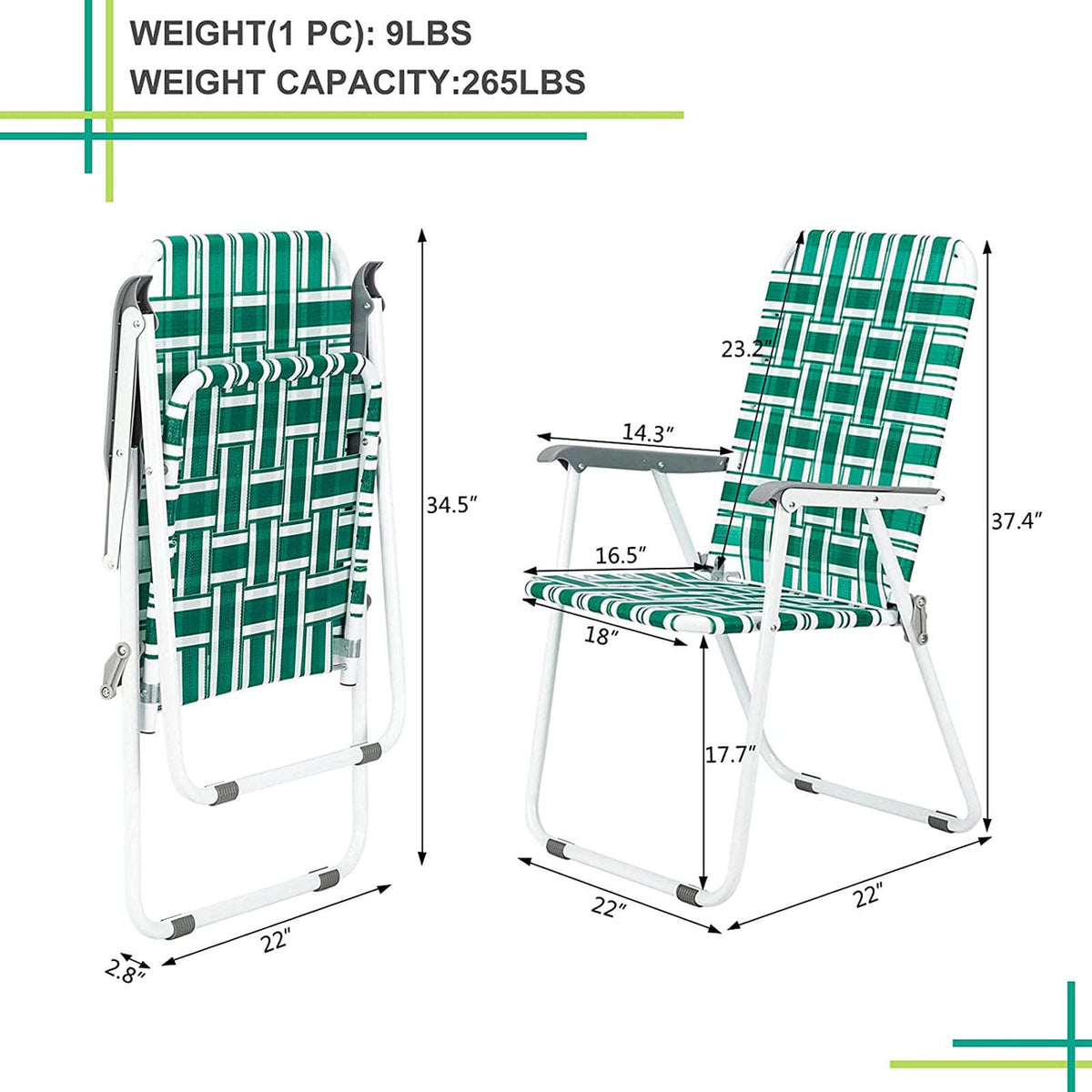 Folding Webbing Chair Set, 2 Pack B7897