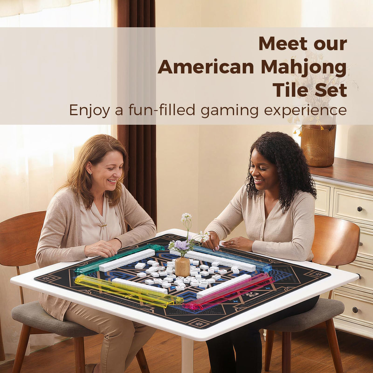 American Mahjong Set with 166 White Tiles and Racks R48047