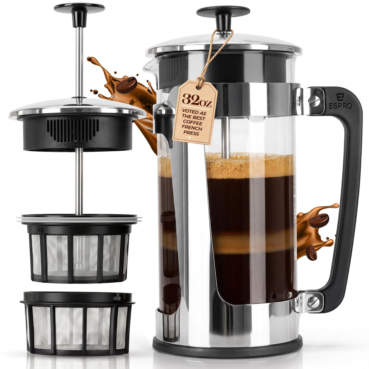 32oz Stainless Steel French Press Coffee Maker A1379