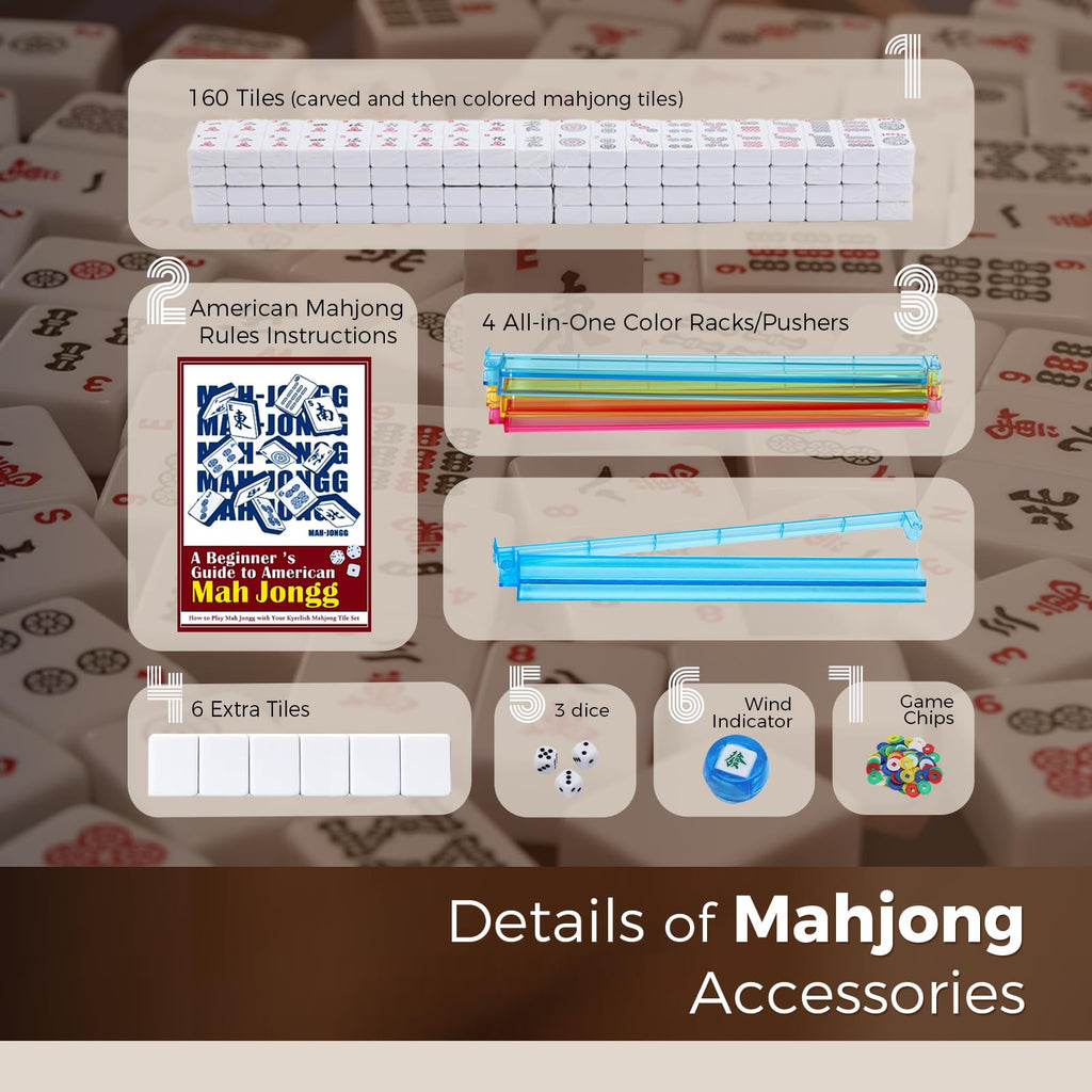 American Mahjong Set with 166 White Tiles and Racks R48047