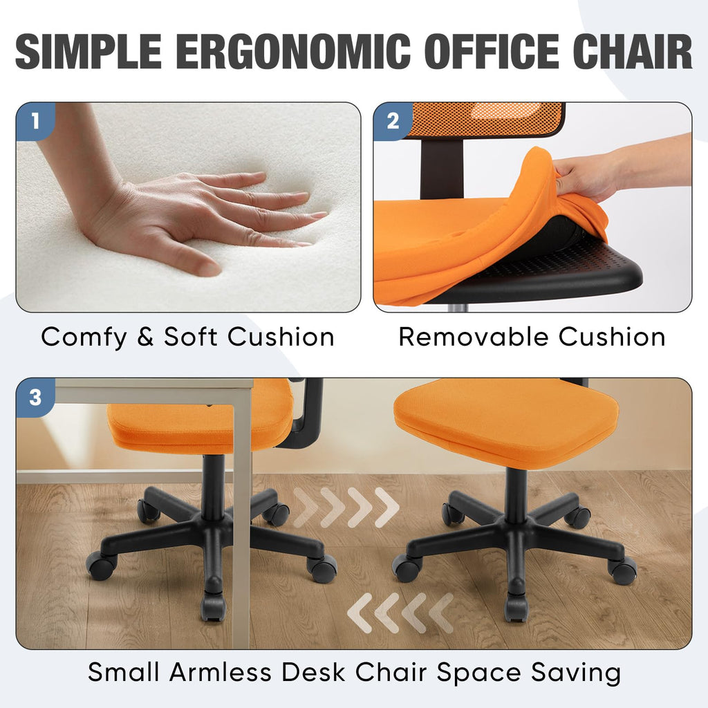 Orange Mesh Ergonomic Low-Back Swivel Office Chair D975