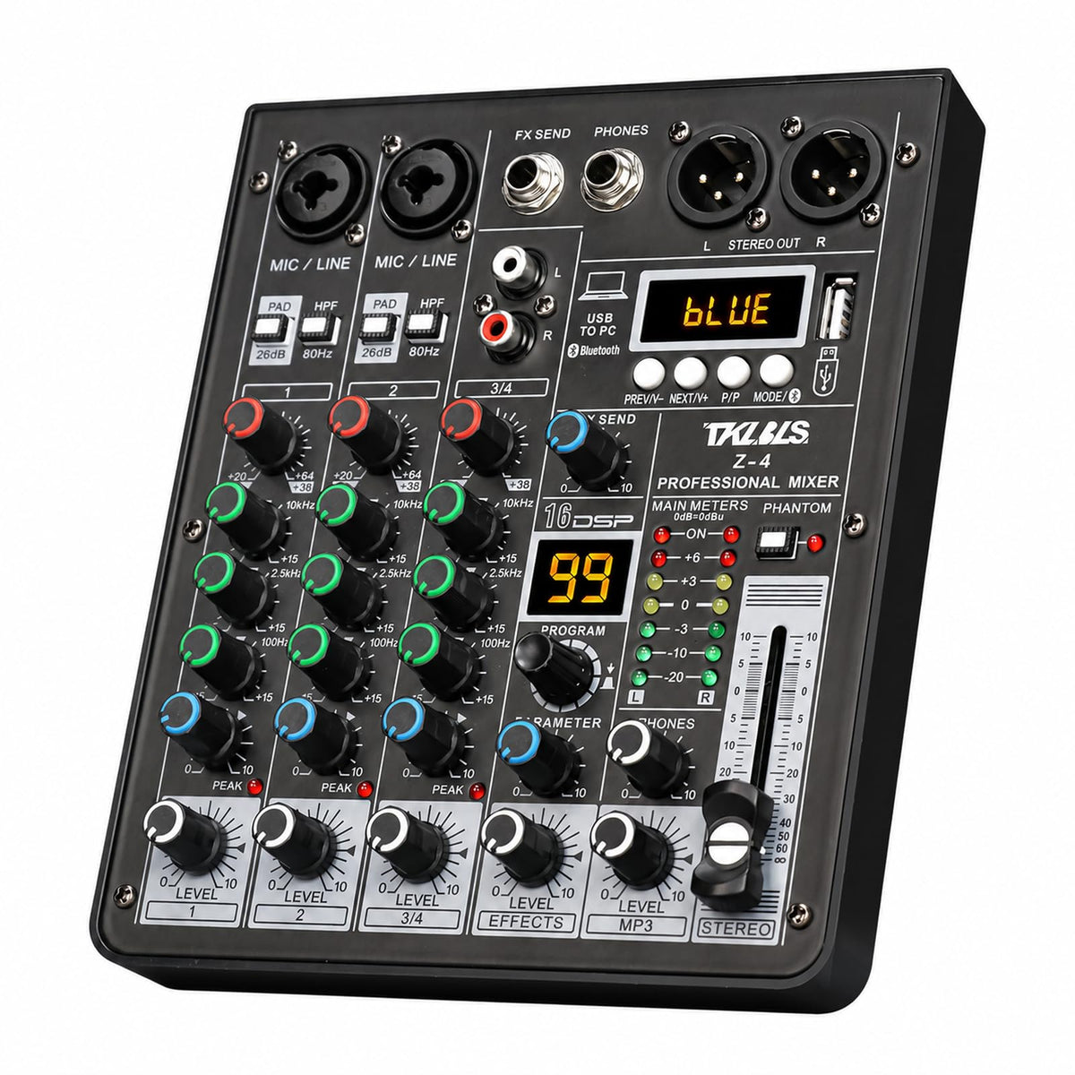 4 Channel Podcast Audio Mixer with 99 DSP Effects D394