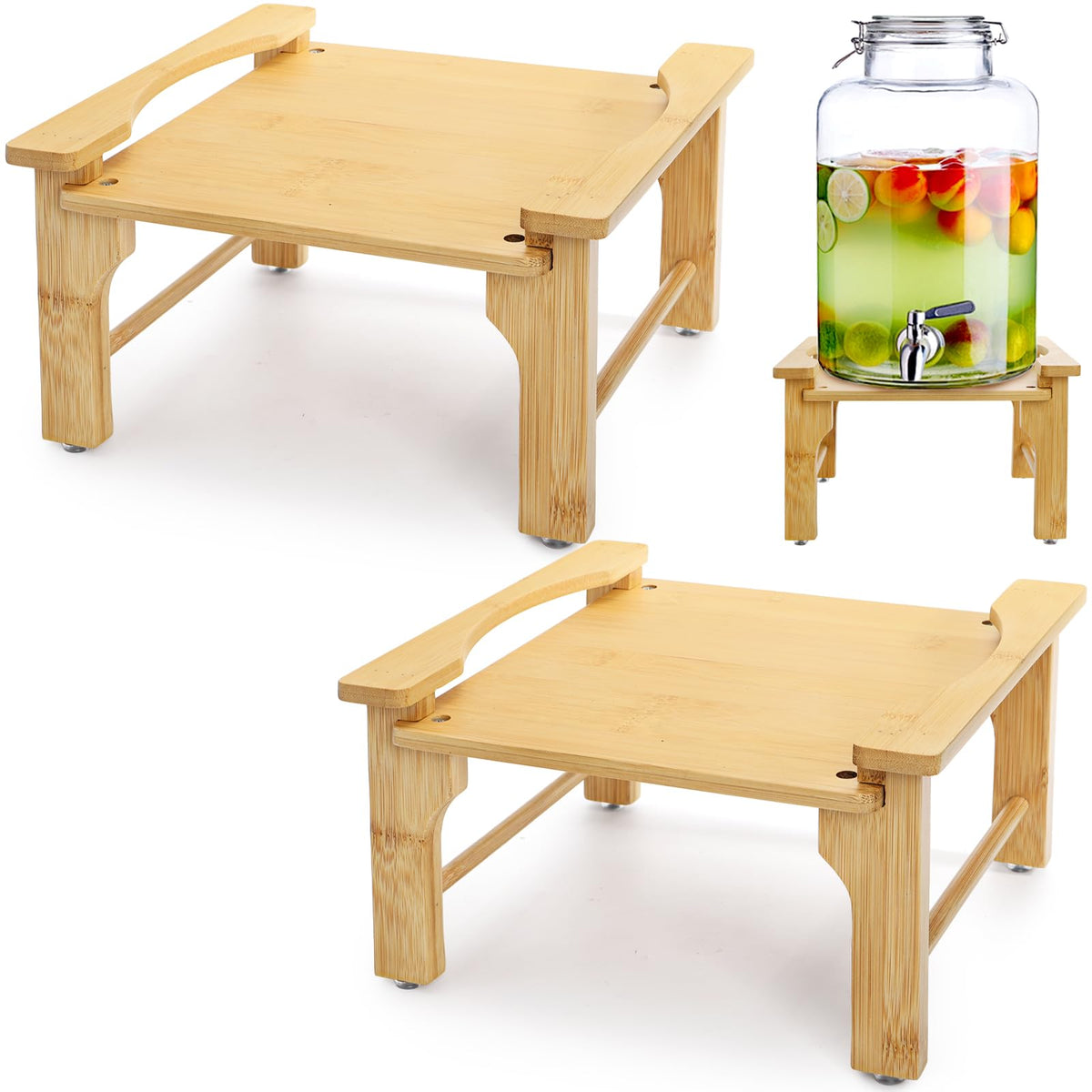 2 Pack Natural Bamboo Beverage Dispenser Stand H8429