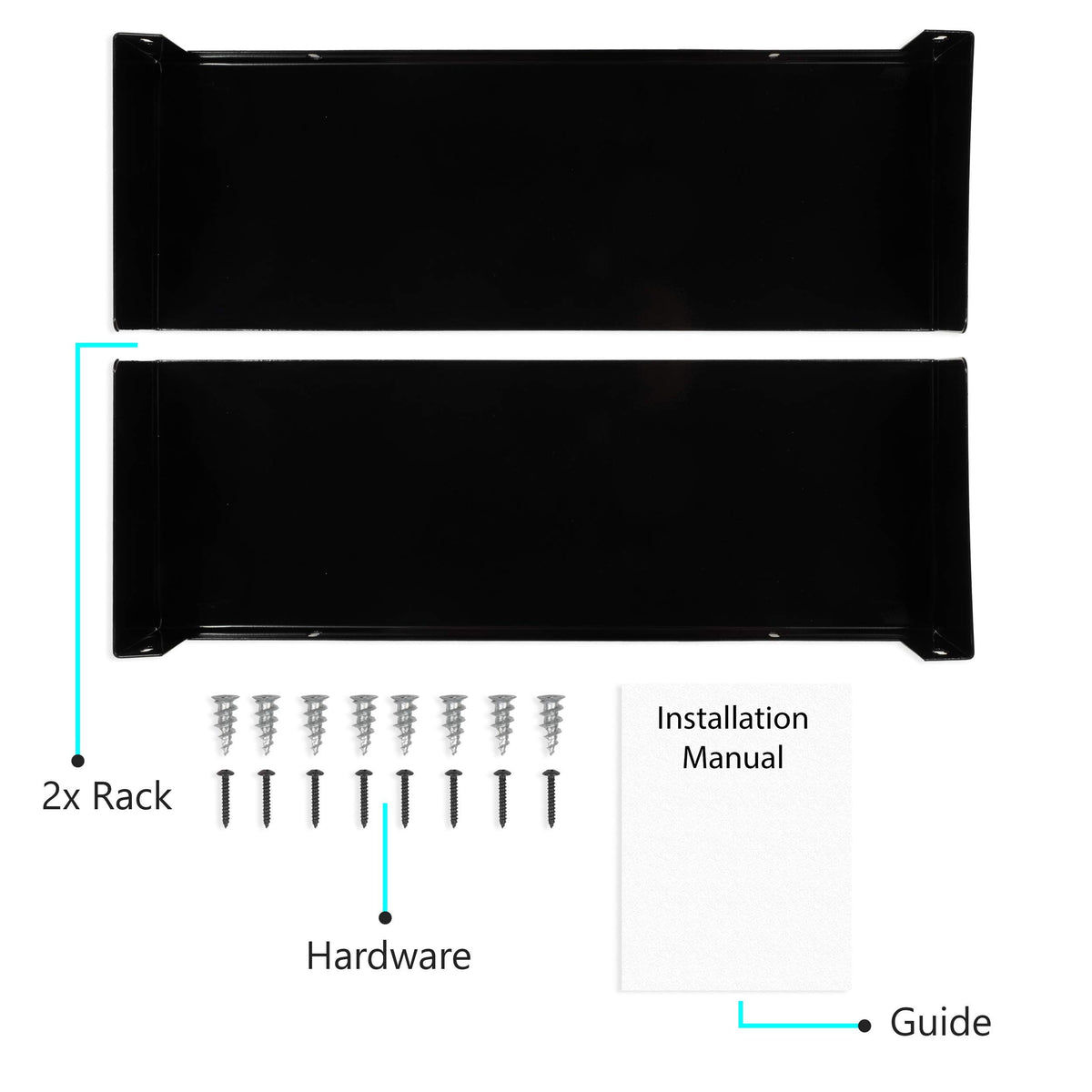 Black Set of 2 U Shape Wall Mount Metal Shelf D595