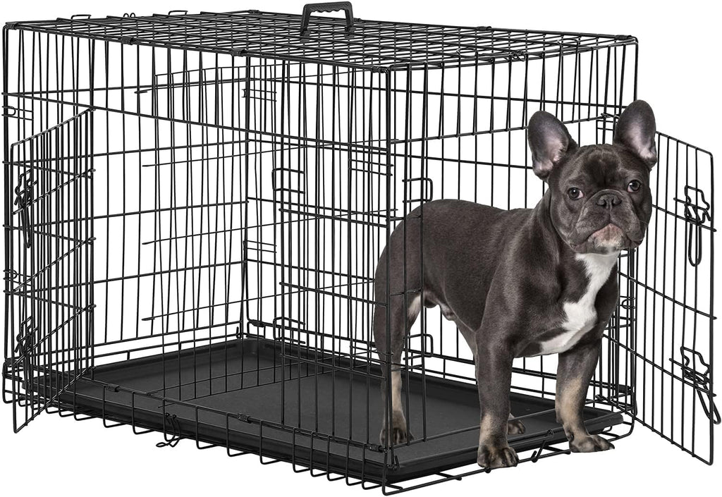 48 Inch Folding Metal Double Door Dog Crate with Divider Panel A893230