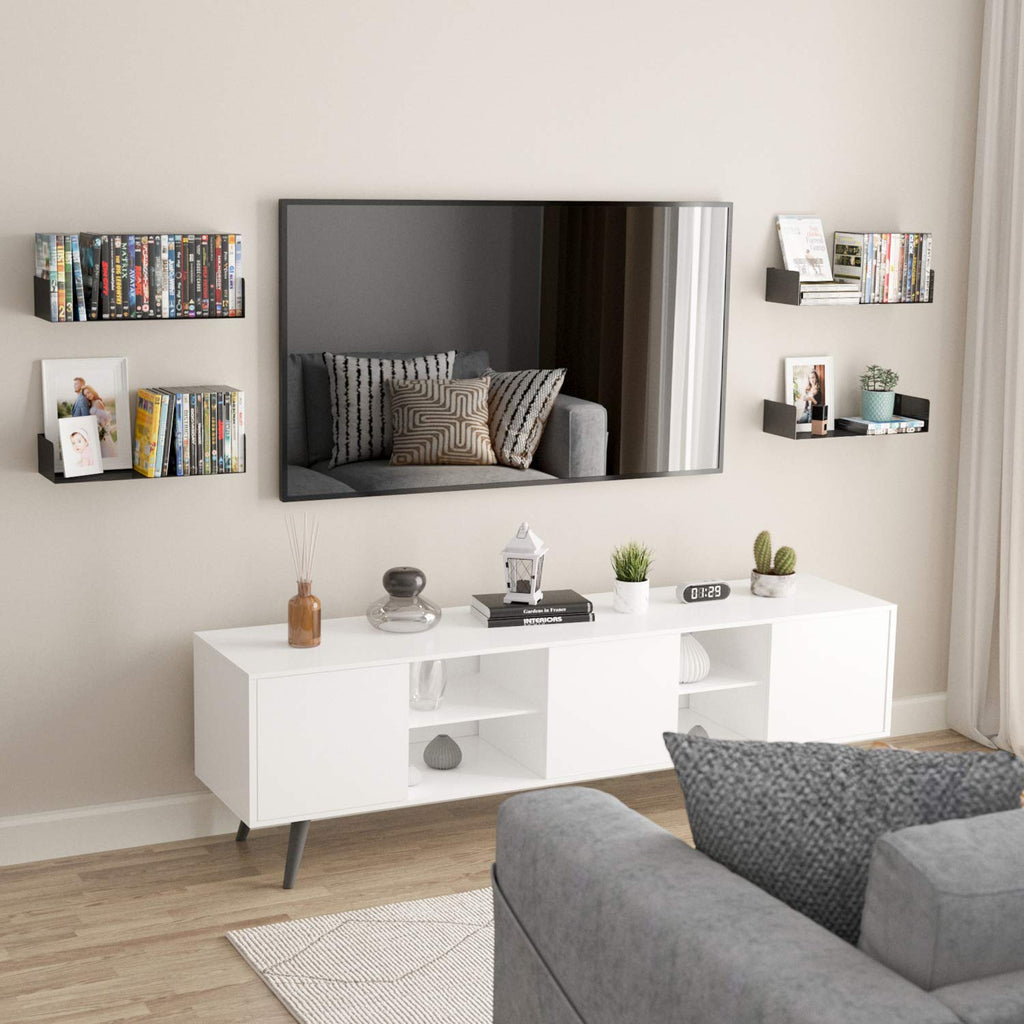Black Set of 2 U Shape Wall Mount Metal Shelf D595