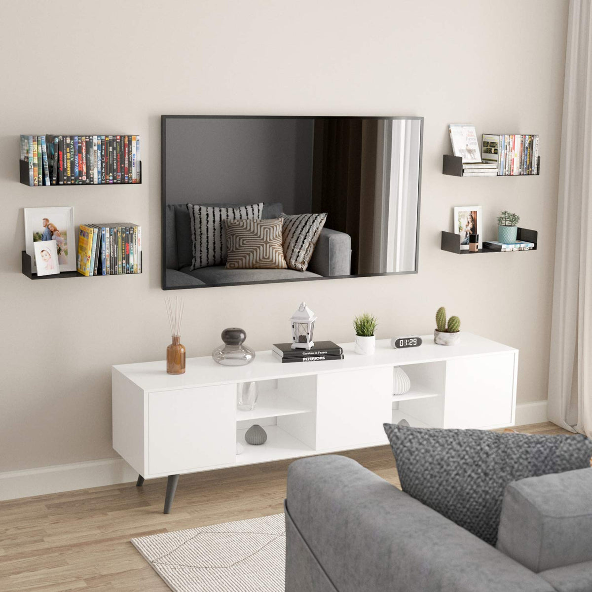 Black Set of 2 U Shape Wall Mount Metal Shelf D595