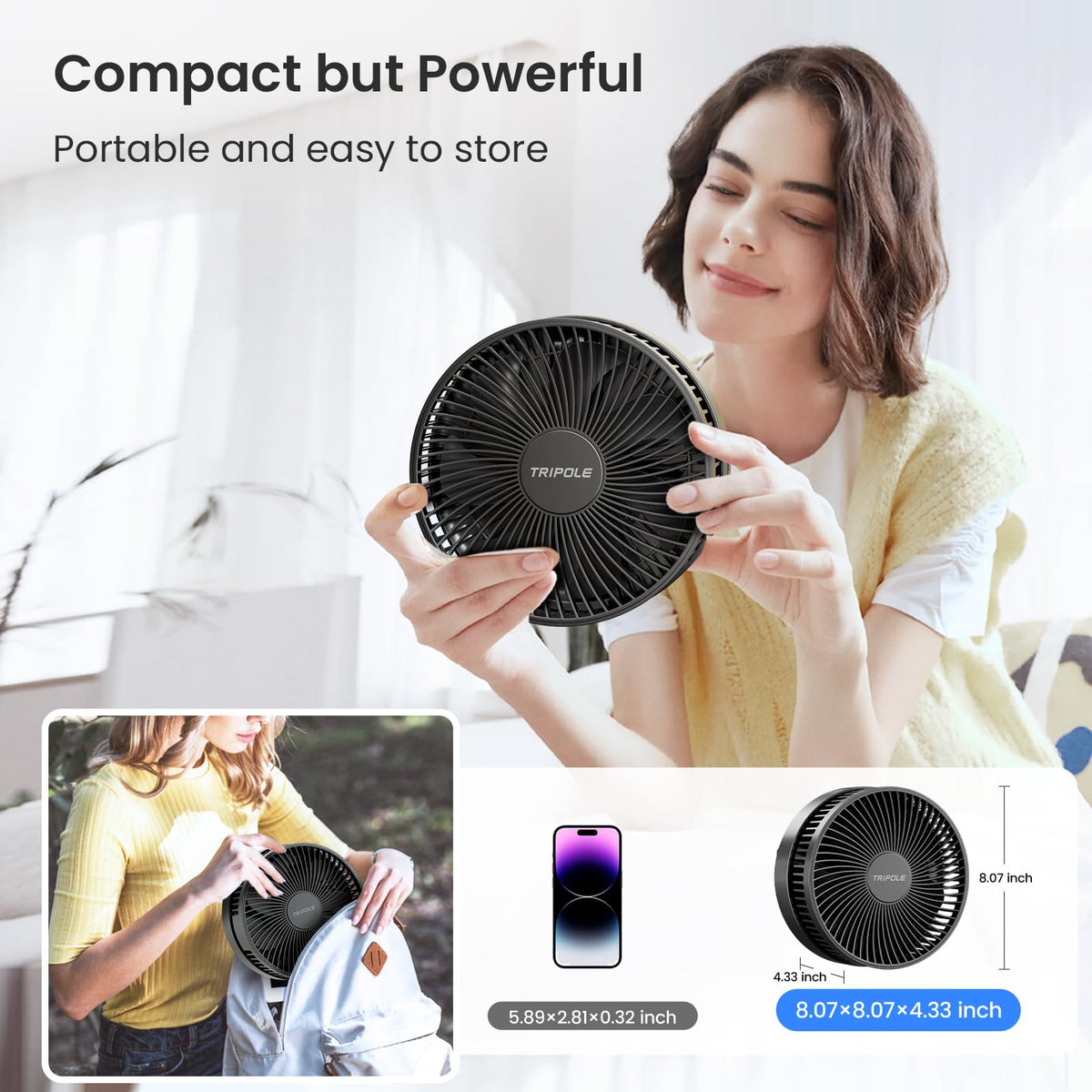 Portable Rechargeable Oscillating Standing Fan M24073