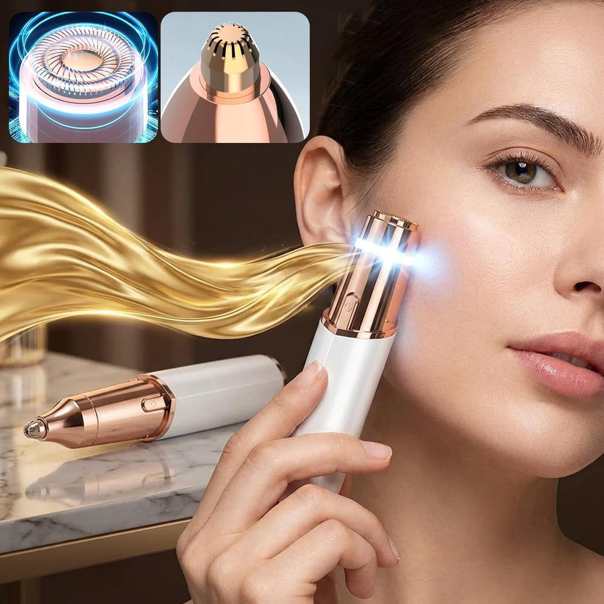Rechargeable 2-in-1 Facial Hair Remover and Eyebrow Trimmer V82795