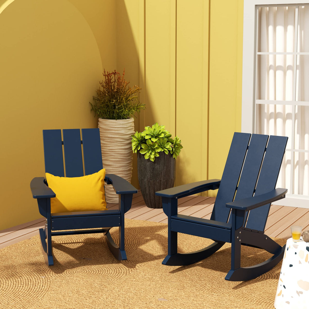 Navy Blue Poly Adirondack Chair Set of 2 L431