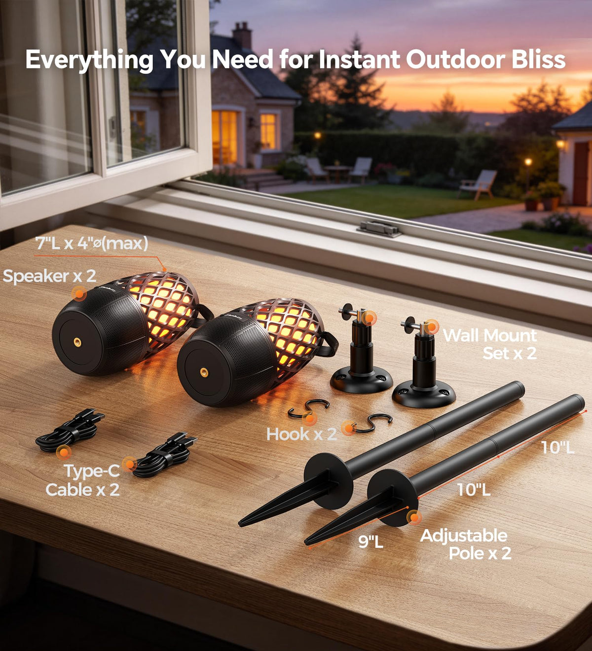 IPX5 Waterproof Outdoor Speakers 2 Pack B8427