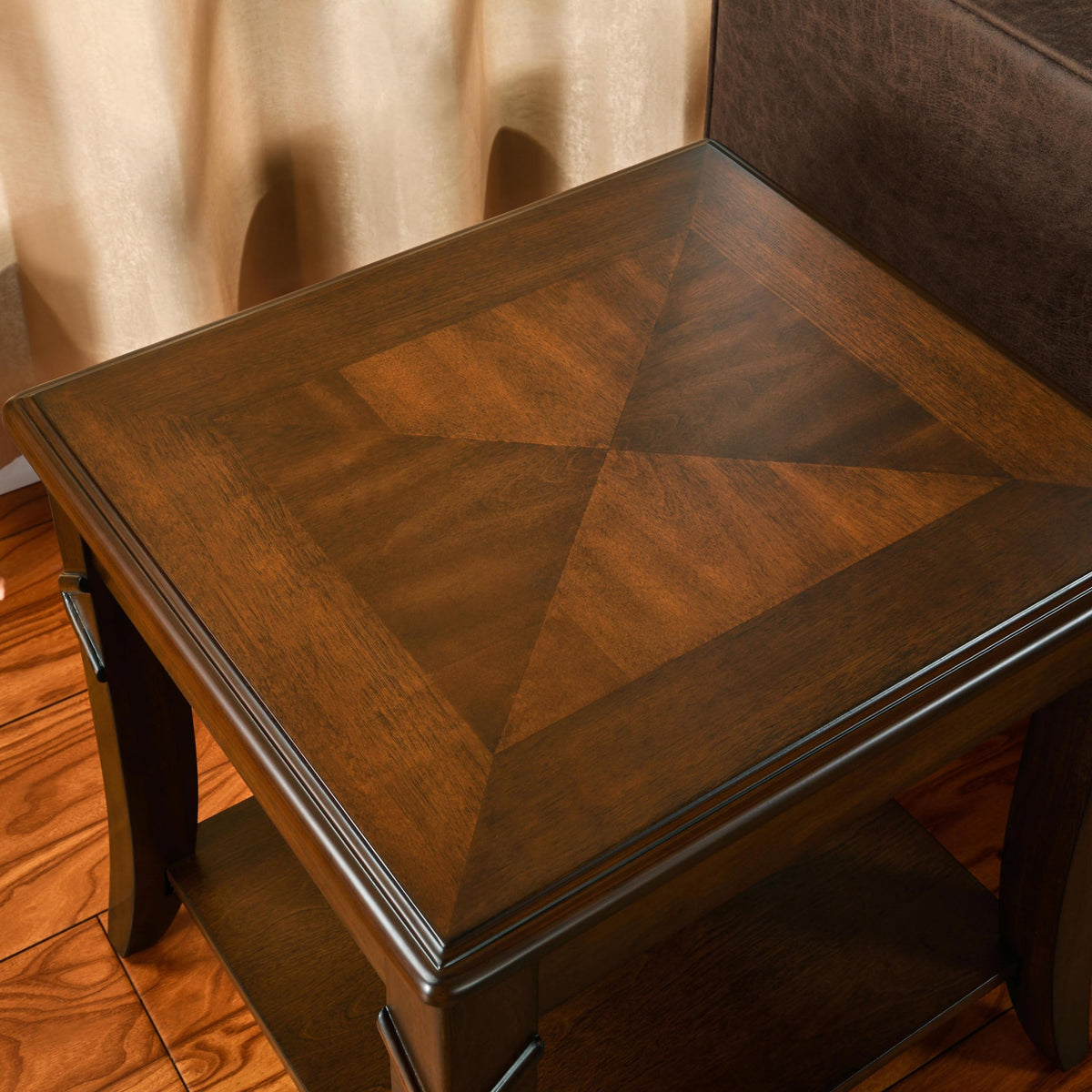 Solid Wood Side End Table with Storage Shelf C852524