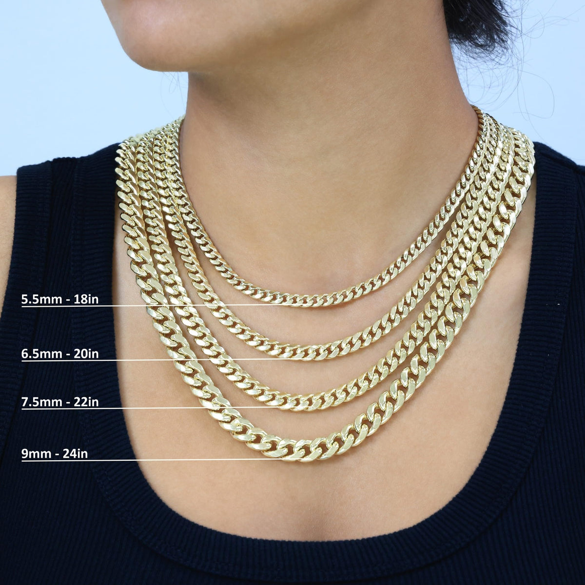 10K Yellow Gold Cuban Link Chain Necklace B397
