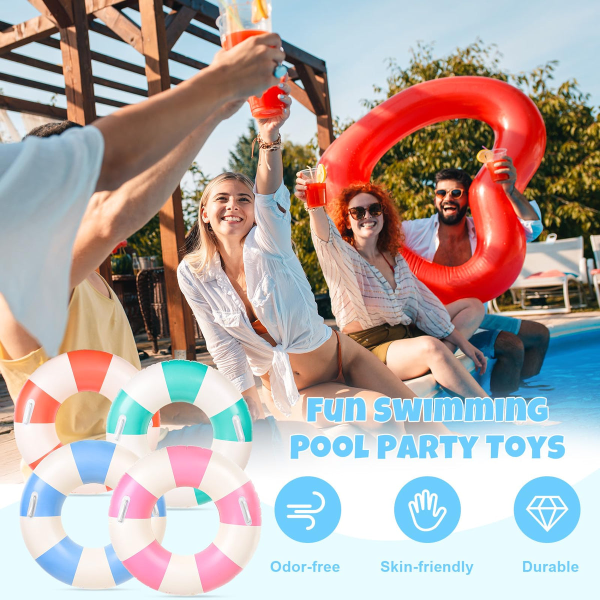 4Pcs Inflatable Pool Float with Handle J680