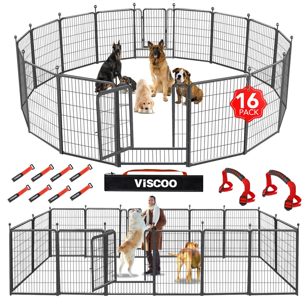16 Panels 40" High Metal Dog Playpen with Gate M775305