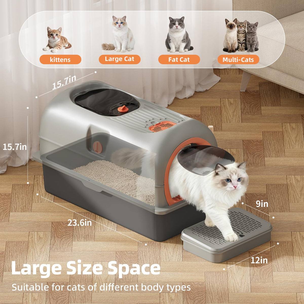 Stainless Steel Cat Litter Box with Lid F2885