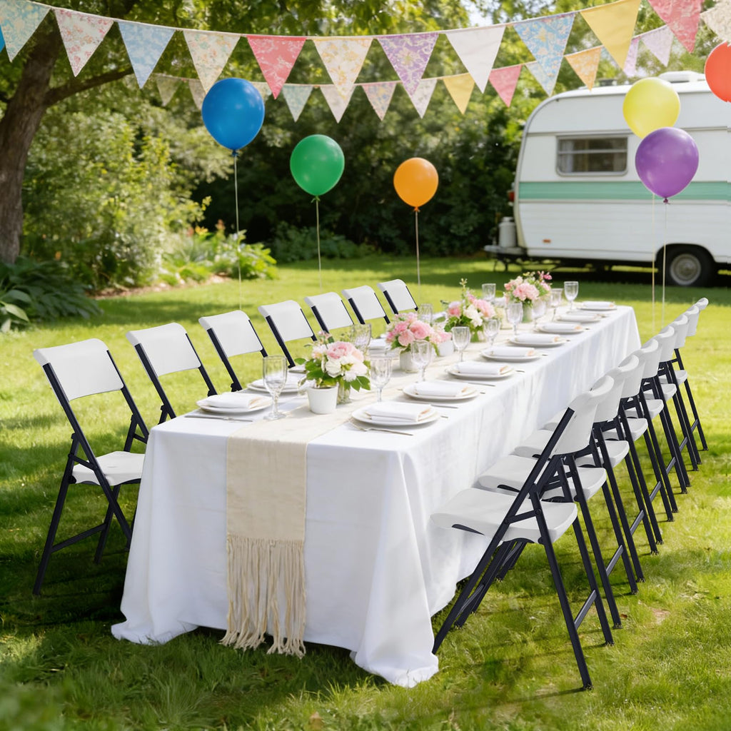 White 4 Pack Plastic Folding Chairs with Metal Frame B485