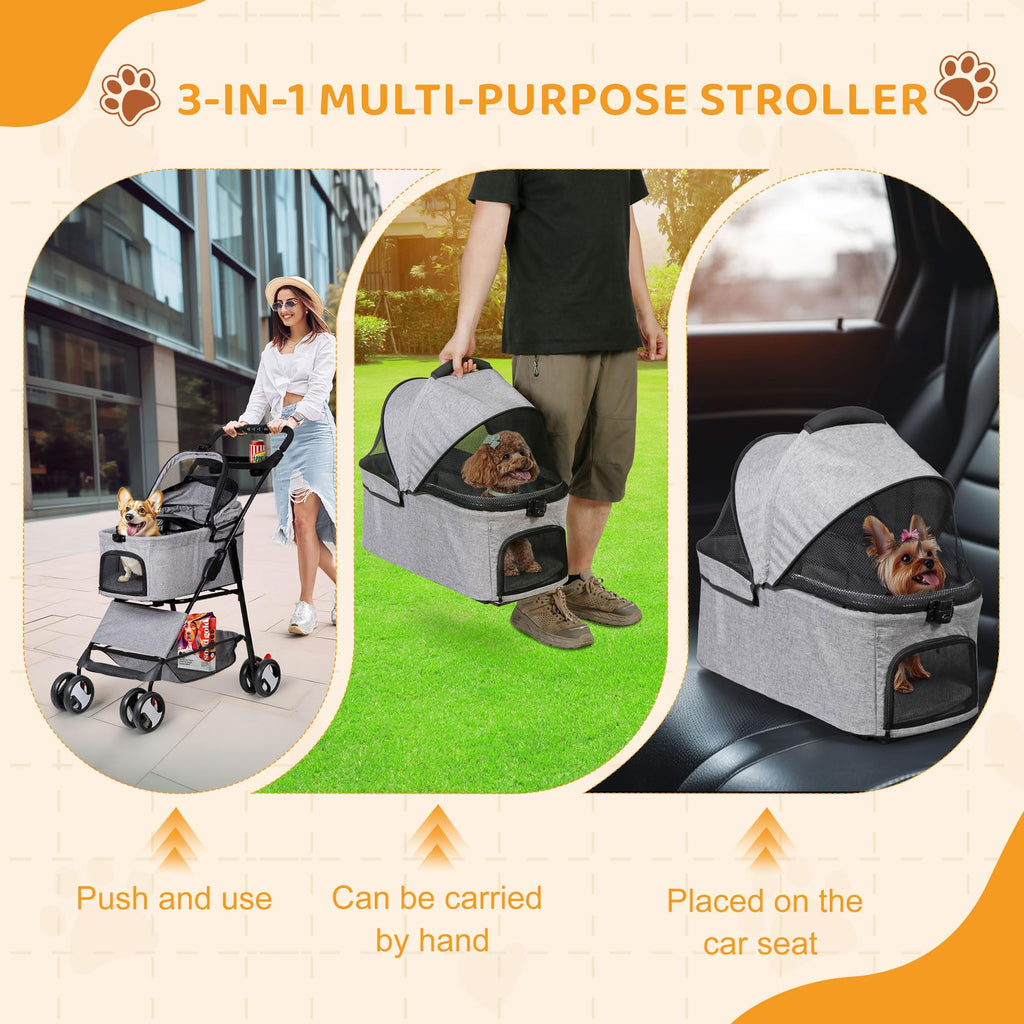 3 in1 Foldable Pet Stroller with 4 Wheels E8761