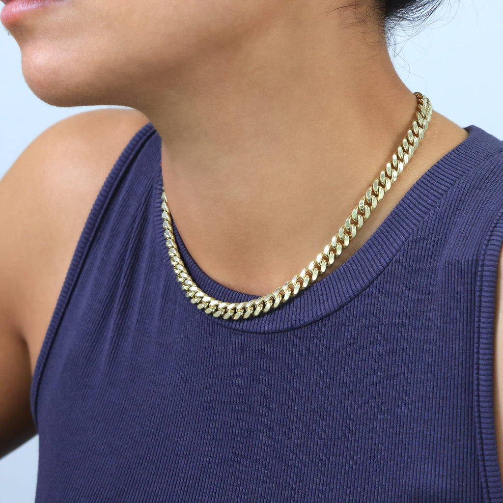 10K Yellow Gold Cuban Link Chain Necklace B397
