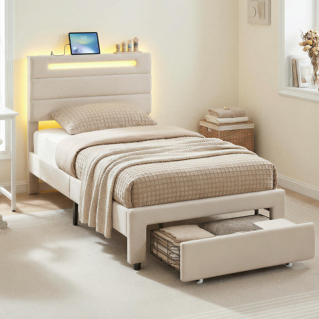 Twin Bed Frame with Storage Drawer S321512