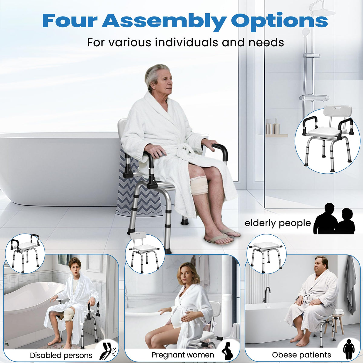 360° Rotating Adjustable Padded Shower Chair F96533