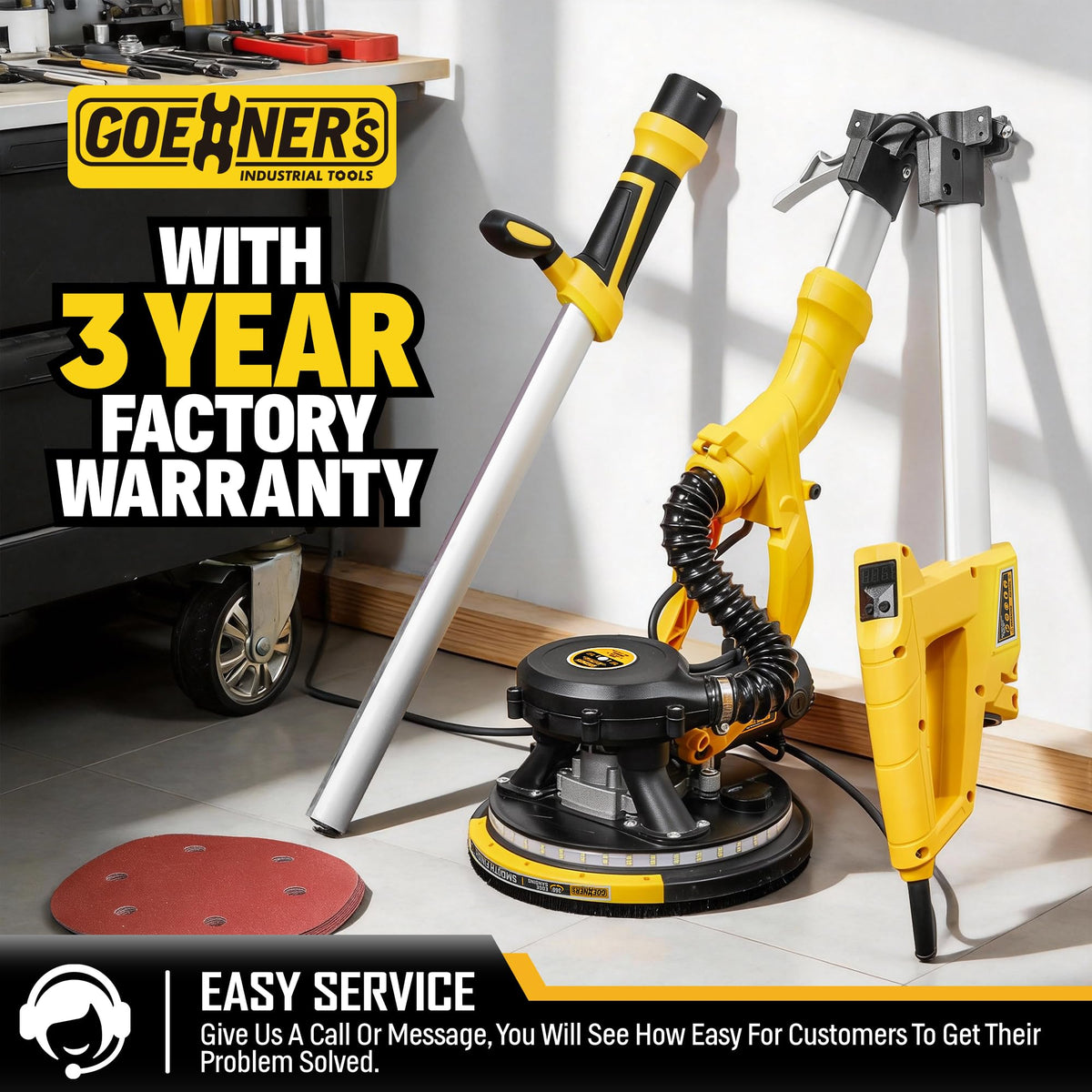 950W Electric Drywall Sander with Vacuum Dust Collector C97416