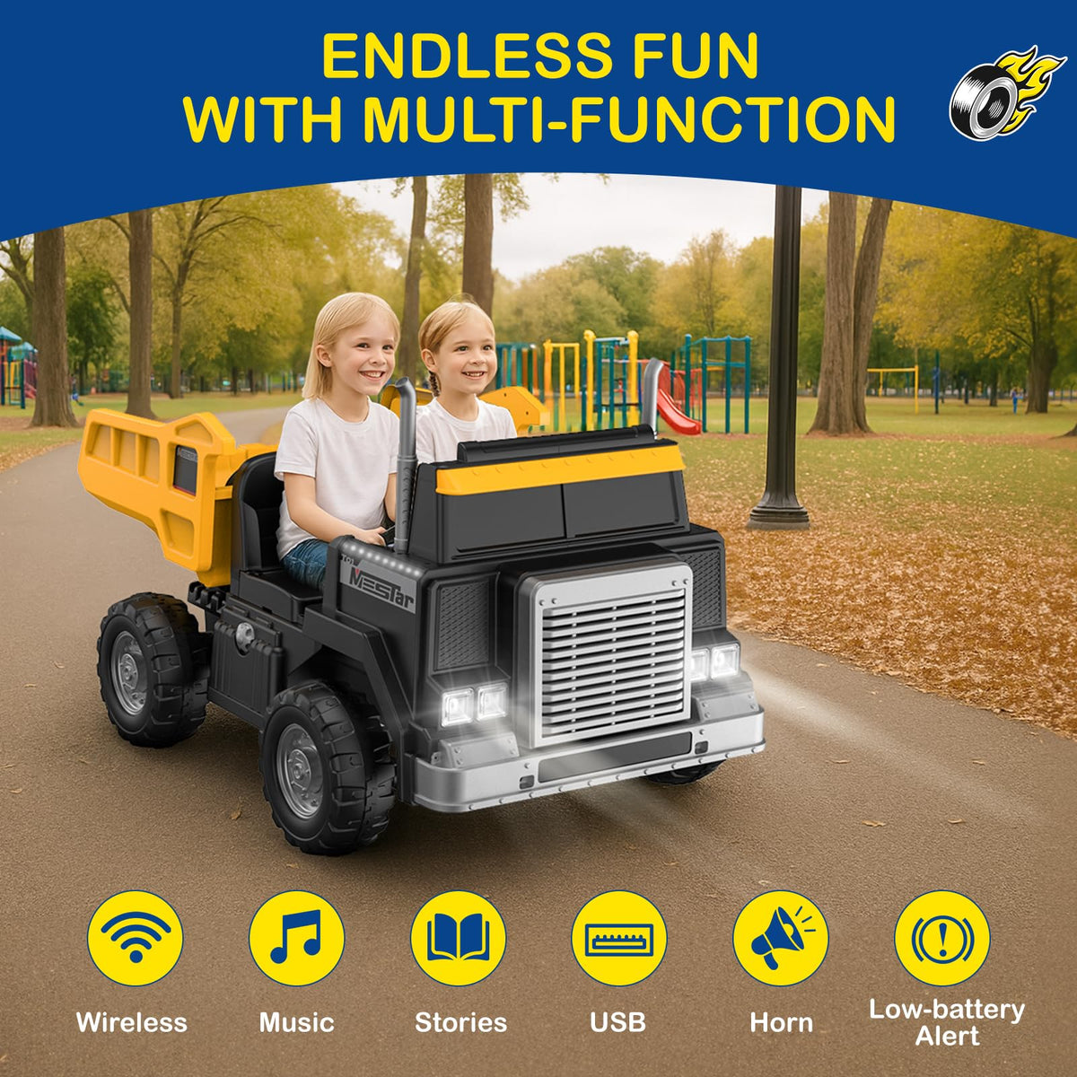 24V 4WD Ride On Dump Truck with 400W Motors H54626