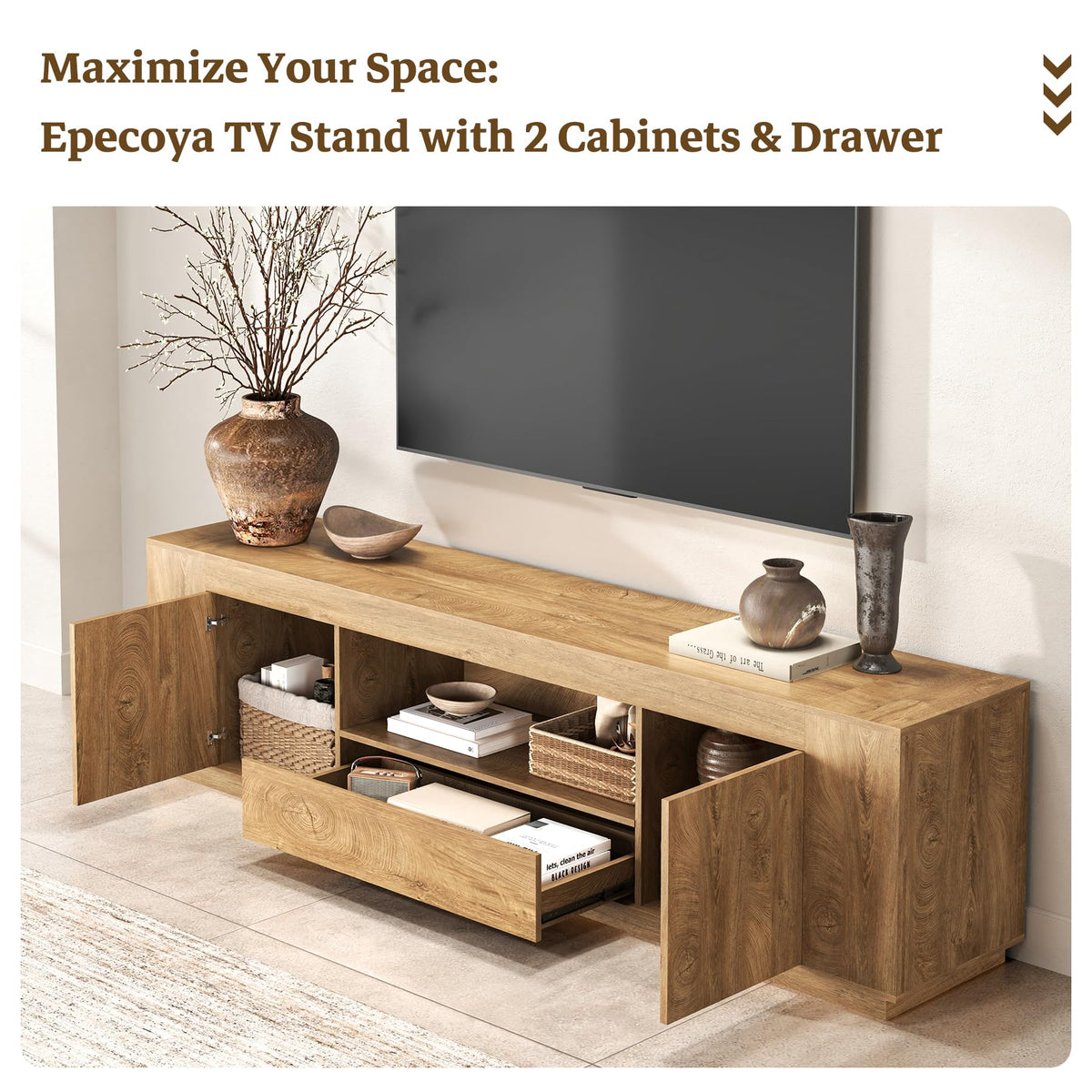 Natural Oak Brown TV Stands B336