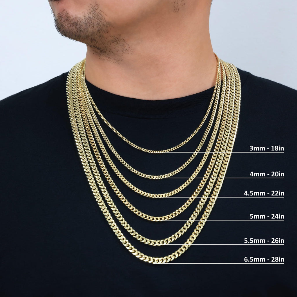 10K Yellow Gold Cuban Link Chain Necklace B397