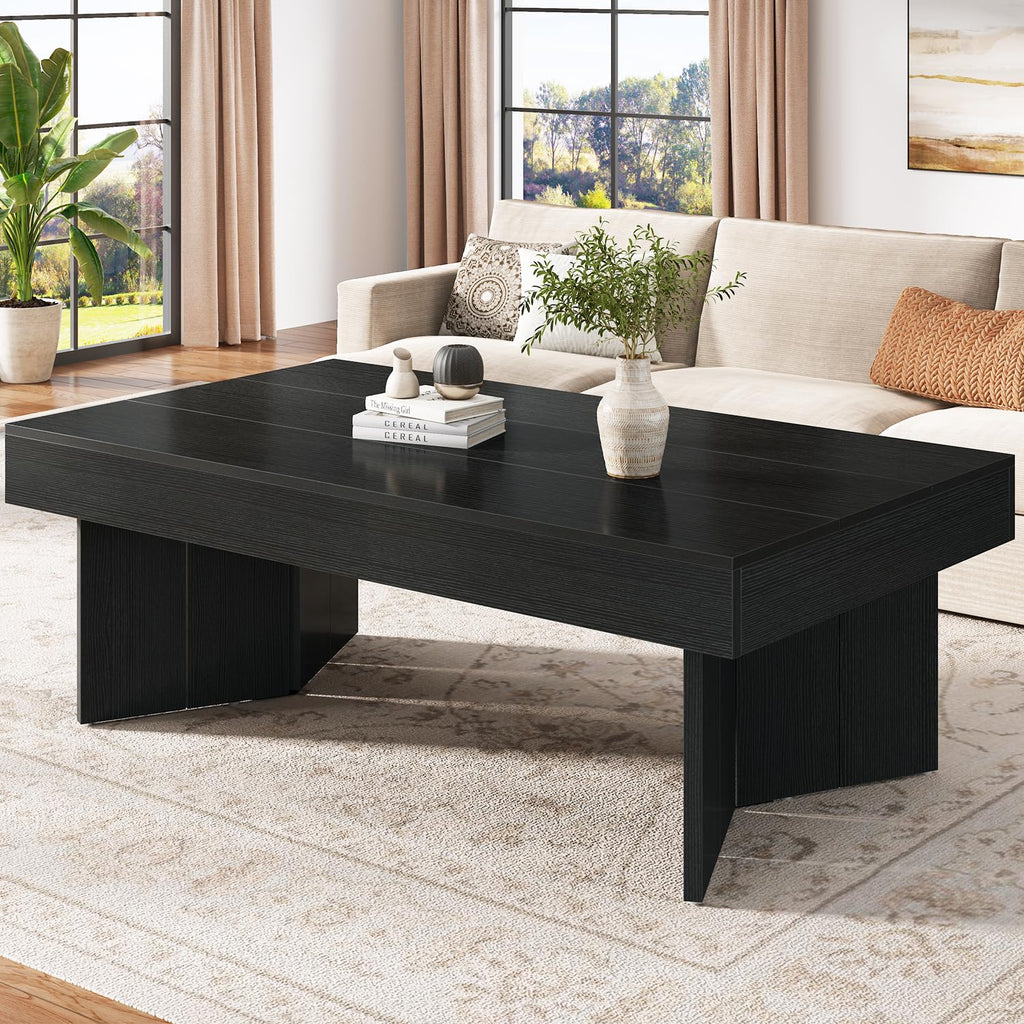 47" Black Wood Rectangle Coffee Table F733045