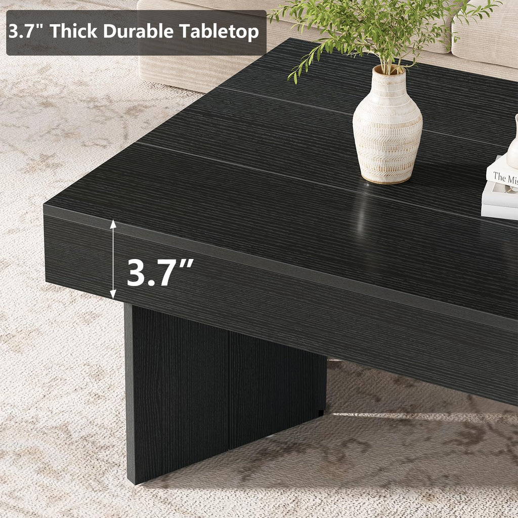 47" Black Wood Rectangle Coffee Table F733045