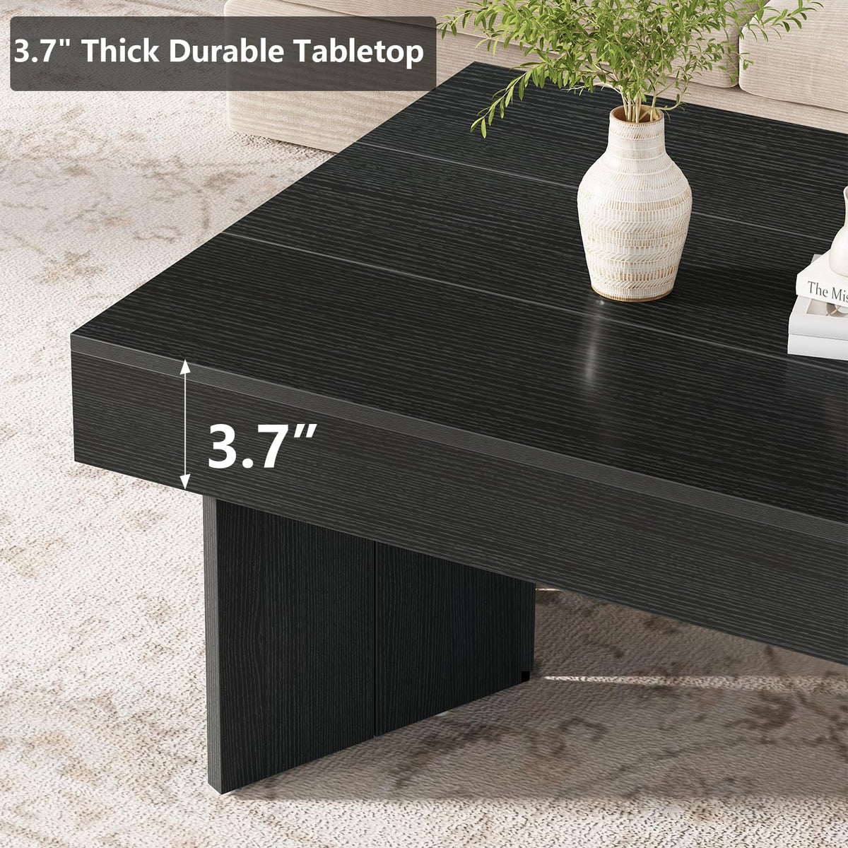 47" Black Wood Rectangle Coffee Table F733045