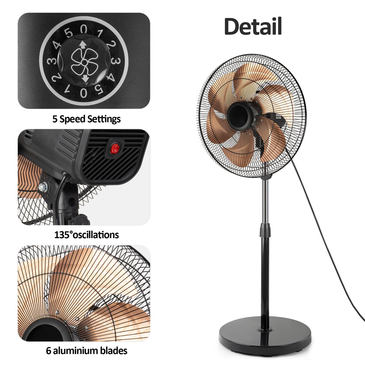 18 Inch Oscillating Metal Stand Fan K198