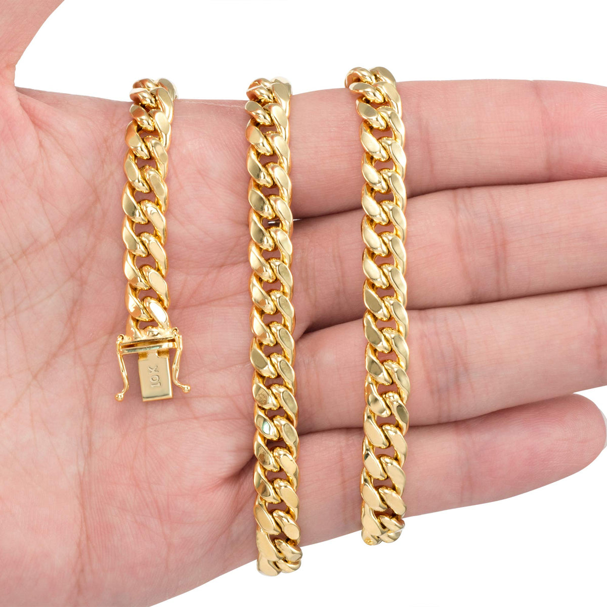 10K Yellow Gold Cuban Link Chain Necklace B397