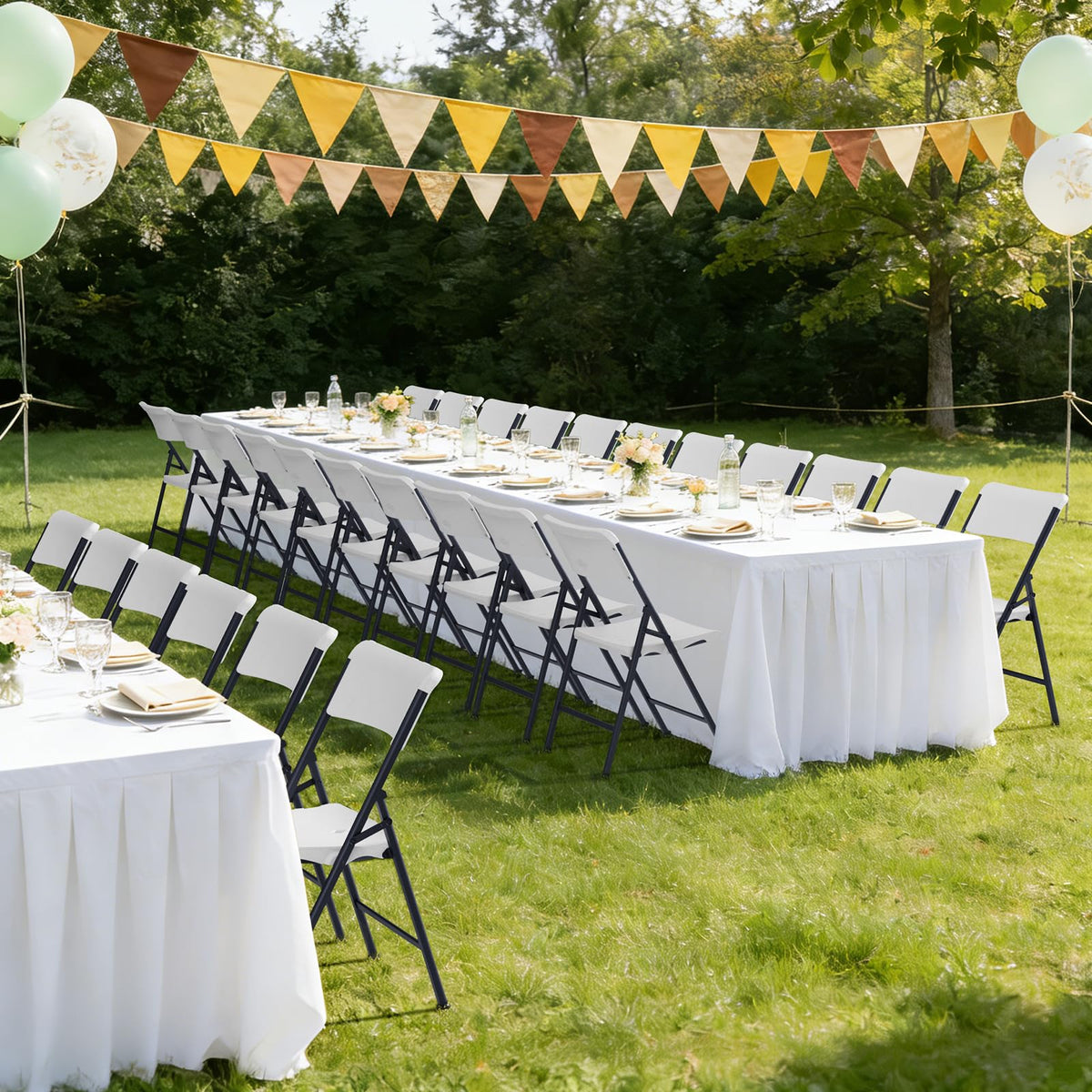White 4 Pack Plastic Folding Chairs with Metal Frame B485