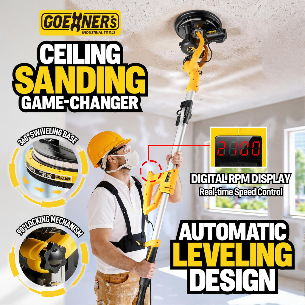 950W Electric Drywall Sander with Vacuum Dust Collector C97416