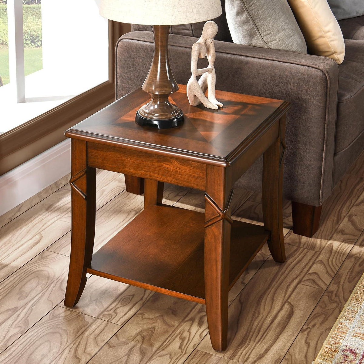 Solid Wood Side End Table with Storage Shelf C852524