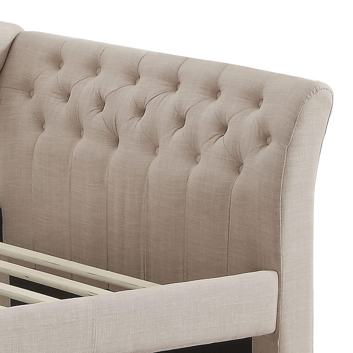 Beige Velvet Tufted Upholstered Twin Daybed with Trundle S48248