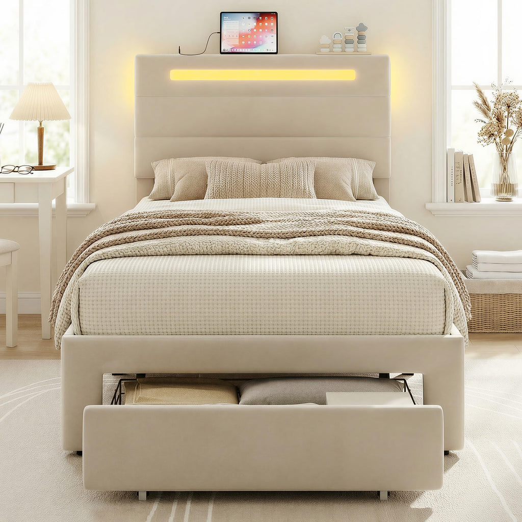 Twin Bed Frame with Storage Drawer S321512