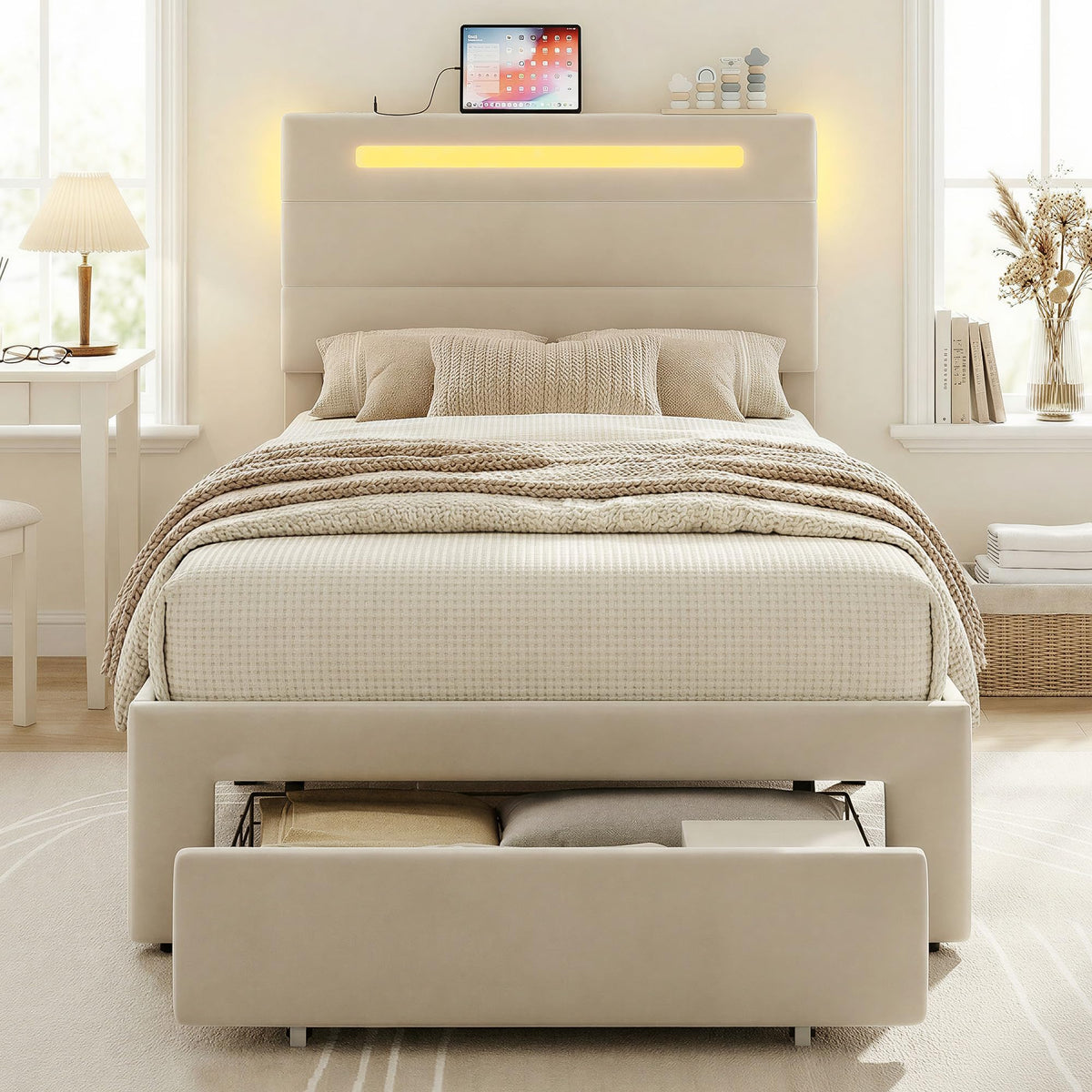Twin Bed Frame with Storage Drawer S321512