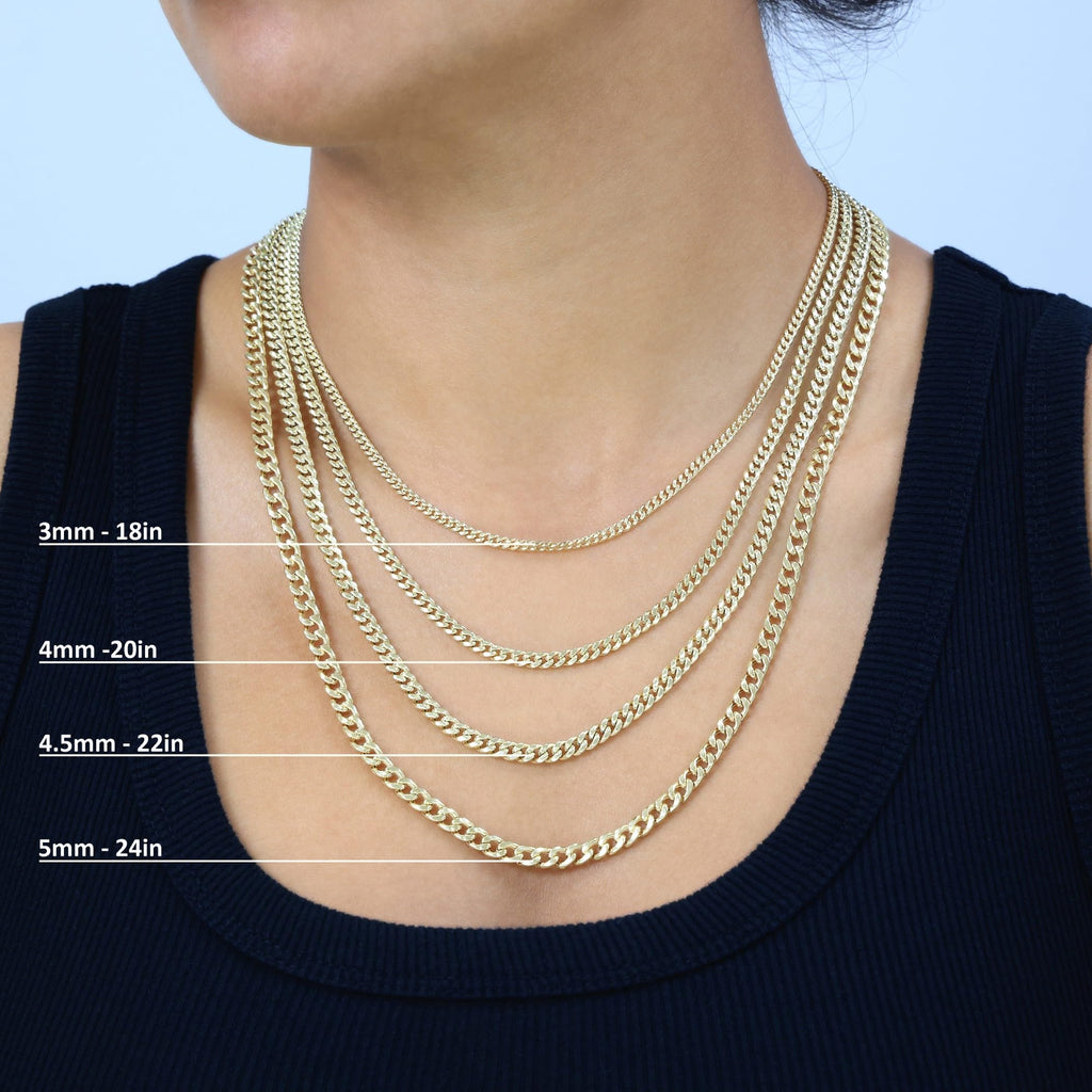 10K Yellow Gold Cuban Link Chain Necklace B397