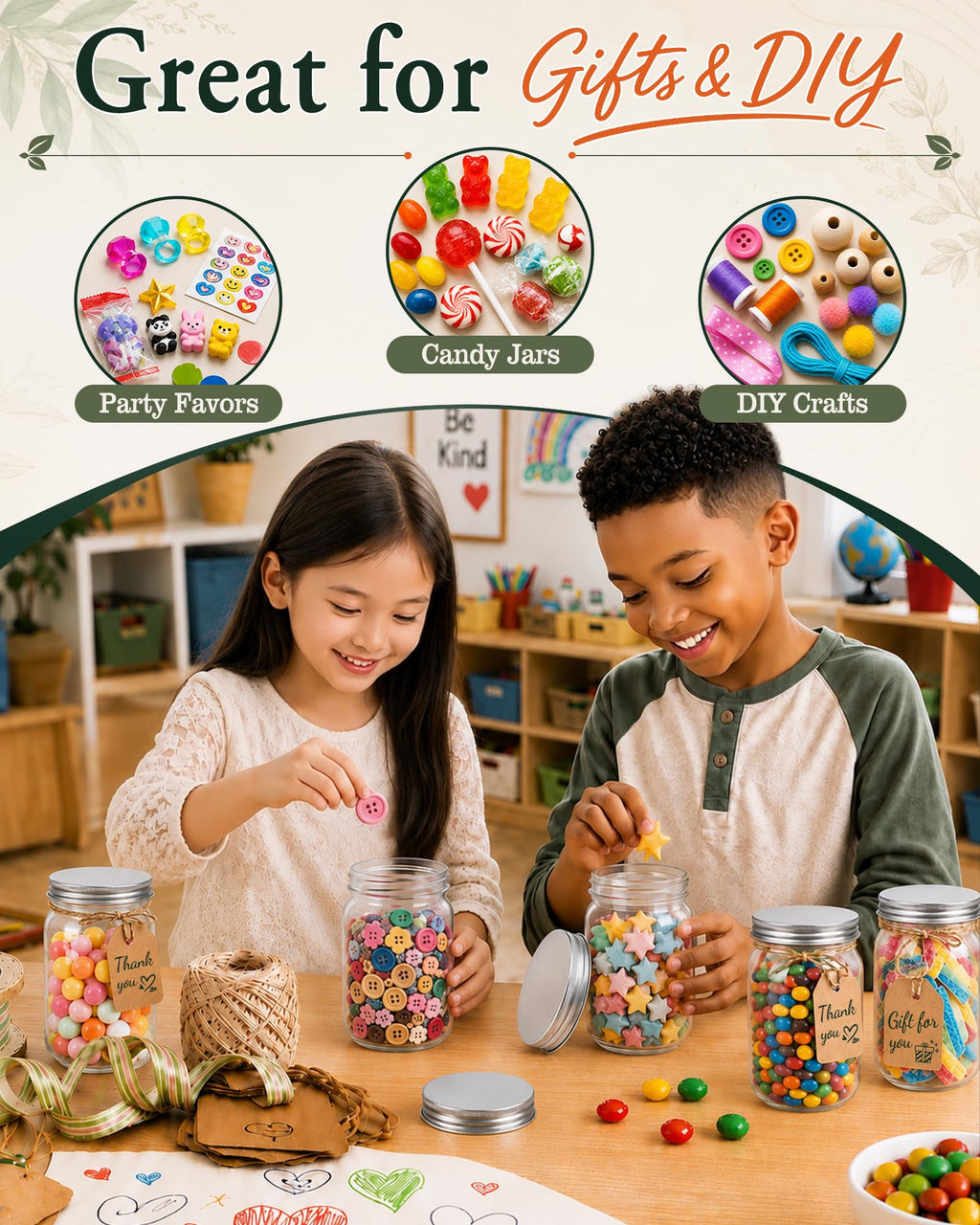 12 Pack 16 oz Clear Plastic Mason Jars with Lids Y211982