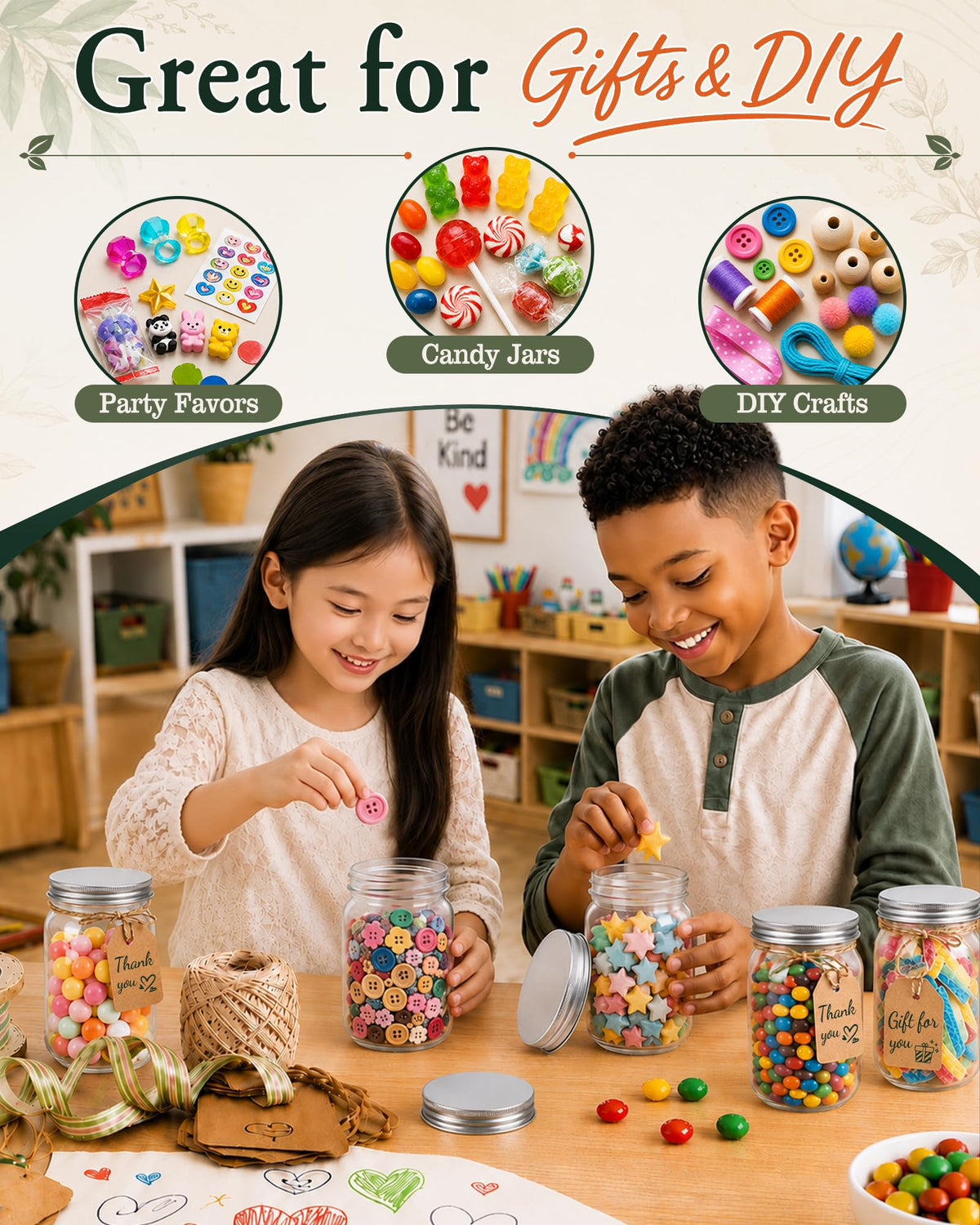 12 Pack 16 oz Clear Plastic Mason Jars with Lids Y211982