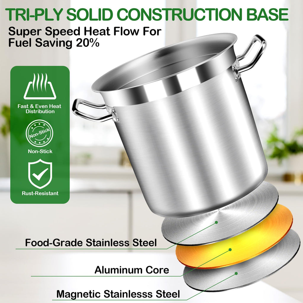 40 Quart Stainless Steel Stockpot with Lid W5864