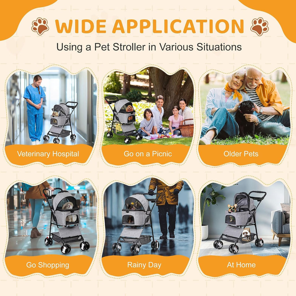 3 in1 Foldable Pet Stroller with 4 Wheels E8761