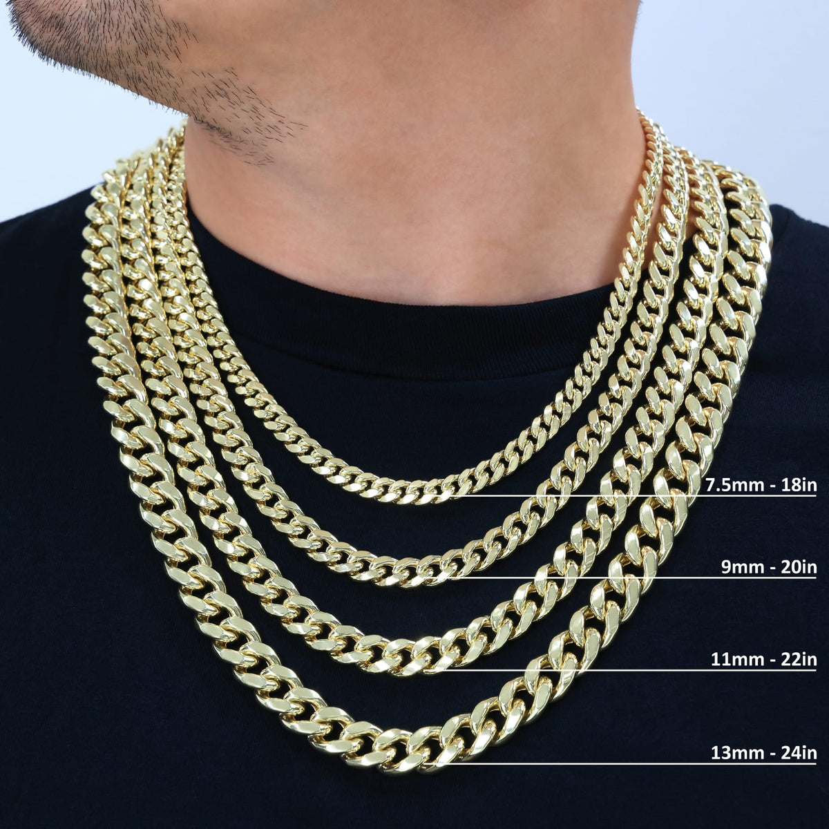 10K Yellow Gold Cuban Link Chain Necklace B397
