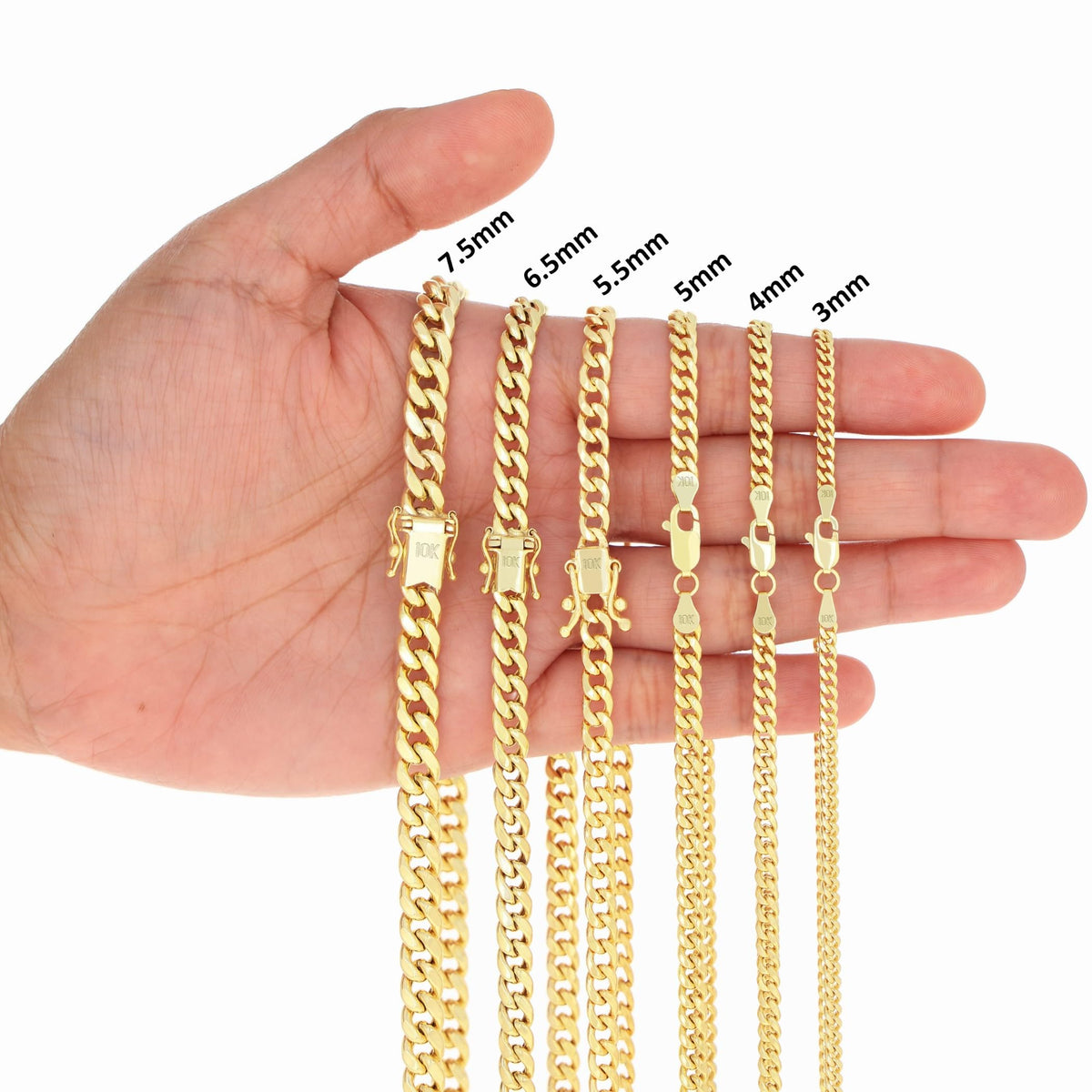 10K Yellow Gold Cuban Link Chain Necklace B397